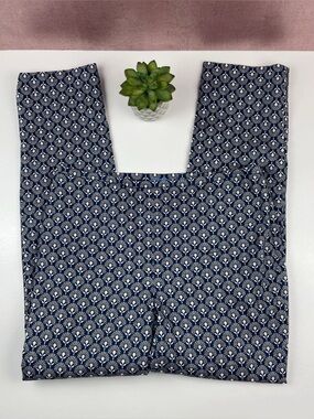 J Mclaughlin Navy Blue Gray White Floral Pants Women Size 8